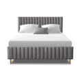 thumbnail image 1 of Ava Platform Bed Frame, Velvet Upholstered Tufted Bed, Wood Slat Support, No Box Spring Needed, Metal Bed Frame with High Headboard, Easy Assembly (Grey, Double), 1 of 1