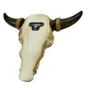 TG,LLC Treasure Gurus Resin & Leather Steer Skull & Horns Wall Mount Bull or Cow Head Western Star Home Decor