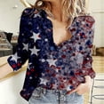 thumbnail image 2 of HEILAU Independence Day Shirts for Women American Flag Long Sleeve Button Down Shirt 3D Printed Washed Refreshing 4th of July Tops, 2 of 5