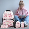 thumbnail image 2 of Bulopur Preschool Kids 17 Inch School Backpack 4 in 1 Pink Cherry Blossom Axolotl Print Bookbag with Lunch Box, Water Bottle Holder and Pencil Case, 2 of 8