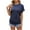 Navy, variant on Scyoekwg Womens Short Sleeve Shirts Round Neck Pleated Tunic Tops Shirts Lightweight Trendy Solid Color Loose Blouses (Black,XXL)