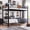Black/Brown, variant on Amolife Metal Twin Over Twin Size Bunk Bed Frame with Stairs & Full-Length Guardrail, Black
