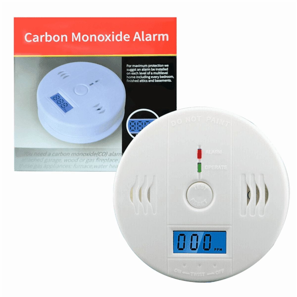 4 Pack LCD Display CO Carbon Monoxide Gas Detector Device Home Safety Alarm Detector