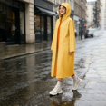 thumbnail image 6 of Kmonabie Thick Long Color Block Raincoat, Waterproof Hooded Poncho with Snap Buttons, Heavy Duty Rain Jacket for Commuting Hiking Walking Breathable Loose Fit, Orange, 6 of 7
