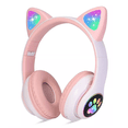 thumbnail image 1 of Diadema Audifonos Orejas De Gato Bluetooths 5.1 Led Niños Rosa, 1 of 4