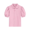 thumbnail image 2 of CLOISE Short Sleeve Tops for Kids Girls Boys Casual 100 Day of School Shirts Button Collared Holiday Pullover Solid Color Blouses Pink, 2 of 6
