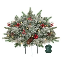 CoreLiving Christmas Planters & Holiday Planter Filler Set, Outdoor Prelit Xmas Pine Trees with 60 LED Lights & Tripod Stake, All-Weather Winter Pot Fillers for Front Porch Decor, Easy Installation