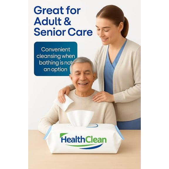 Healthclean Premoisted 50 Per Pack Adult Washcloths Size 8"x12" By Healthline Trading (12)