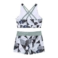 thumbnail image 5 of iEFiEL Kids Big Little Girls Floral Pattern Printed Swimwear Two Piece Tankini Set Bathing Suit Black&White 10, 5 of 6