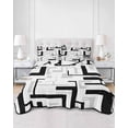 thumbnail image 2 of Quilt King Size Bedding Set, Modern Geometric Black Reversible Summer Quilt 3 Pieces, Abstract Minimalist Artwork Lines Lightweight Bedspreads Coverlets with 2 Pillow Shams for All Seasons, 2 of 5