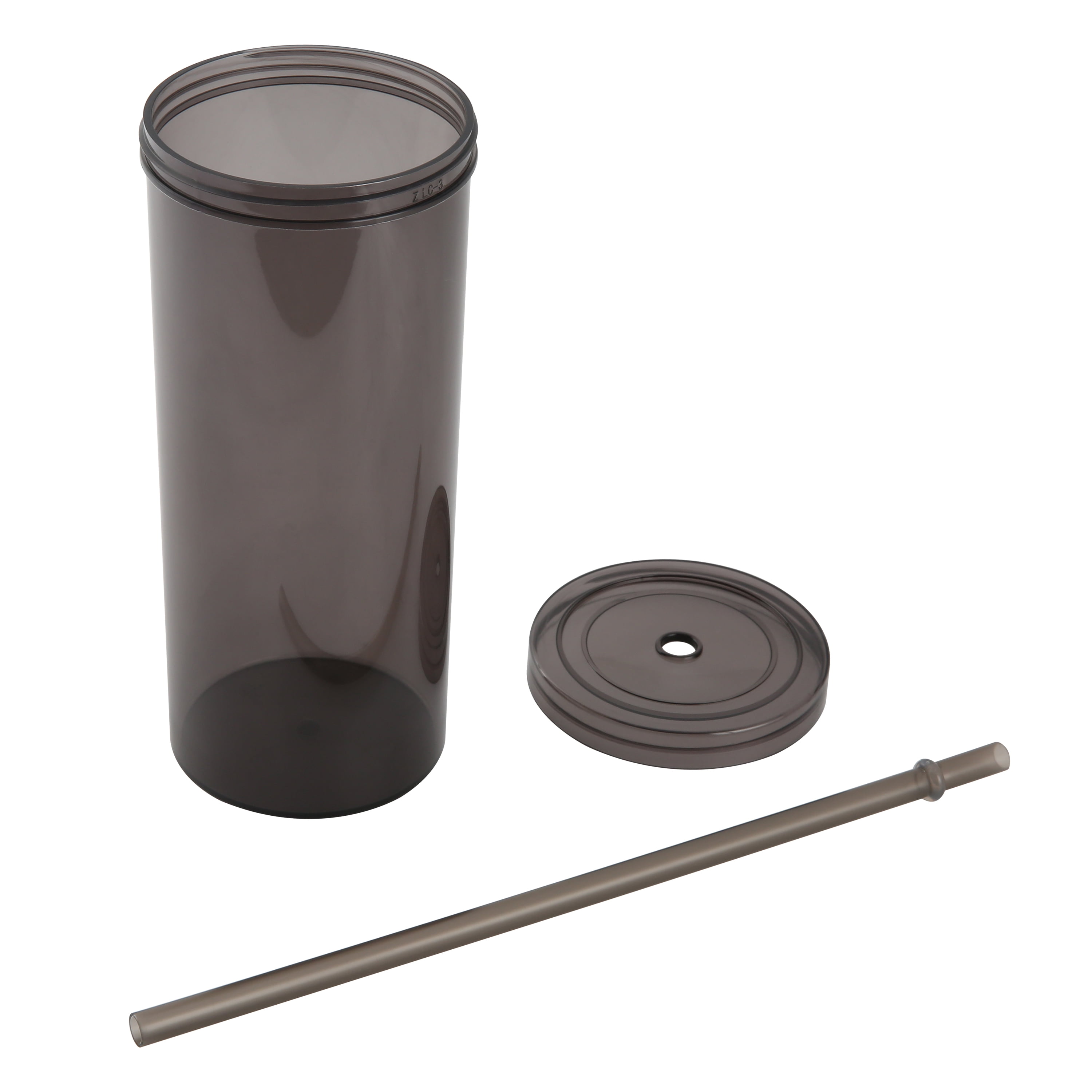 Mainstays 20oz Plastic Black Tumbler with Screw Top Lid and Straw