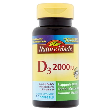 Nature Made: Vitamine D 2000 UI liquide Gélules Complément alimentaire, 90 Ct