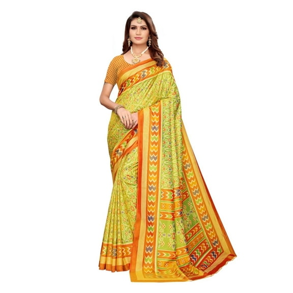 Sana Silk saree/sari with running blouse For Women/Girls