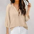 thumbnail image 2 of Hanen Womens Blouses Dressy Casual V Neck 3/4 Sleeve Tops Fashion Boho Chiffon Button Down Shirts, 2 of 6
