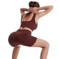 thumbnail image 4 of Coofit Workout Outfit Set 2-Piece Quick-drying Ribbed Crop Top Yoga Shorts for Women, 4 of 10