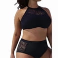 thumbnail image 2 of Women Halter Neck High Waisted Crop Top Bikini Set Swimsuits Swimwear Plus Size, 2 of 5