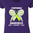 thumbnail image 4 of Inktastic Lymphoma Awareness Hope Support and Love Women's V-Neck T-Shirt, 4 of 5