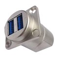 thumbnail image 4 of USB 3.0 Socket, Female To Female Panel Mount Pass Through Adapter Efficient High Speed Transmission Strong Stability Dual USB  for 86 Machine Cabinets Silver Case,Black Case, 4 of 8