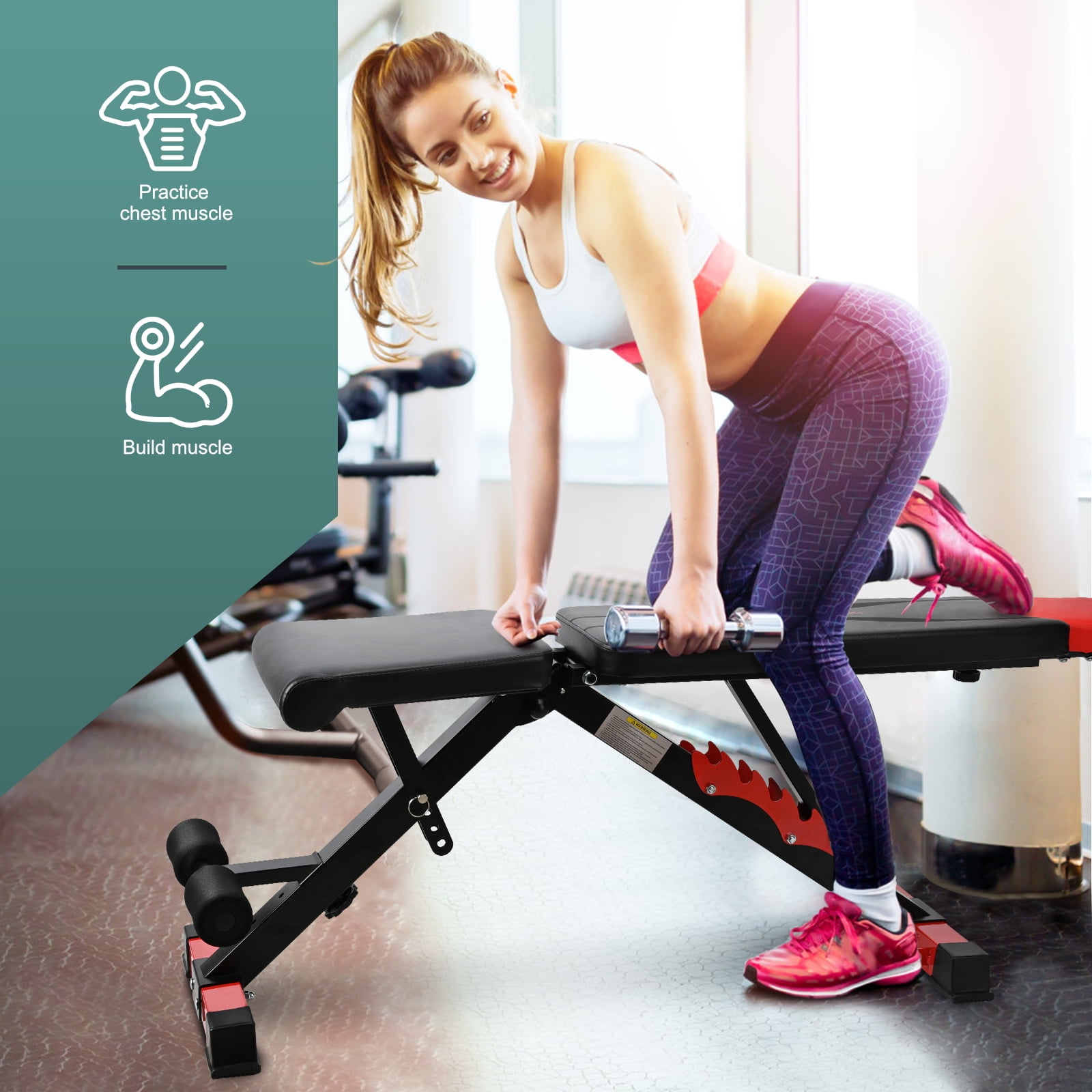 Wonder Maxi Adjustable Weight Bench Strength Training Foldable Workout Bench Up to 700 lbs(Black)