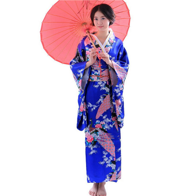 Japanese Traditional Handmade Printing Black Kimono Robe Asian