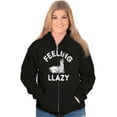 thumbnail image 4 of Feeling Llama Lazy Funny Animal Pun Unisex Fleece Graphic Zip Up Hoodie Brisco Brands 2X, 4 of 5