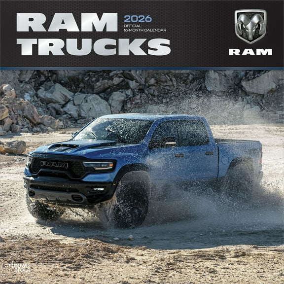 Ram Trucks OFFICIAL | 2026 12x24" (Hanging) Square Wall Calendar | Plastic-Free