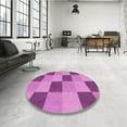 thumbnail image 4 of Ahgly Company Machine Washable Indoor Round Transitional Violet Purple Area Rugs, 5' Round, 4 of 7