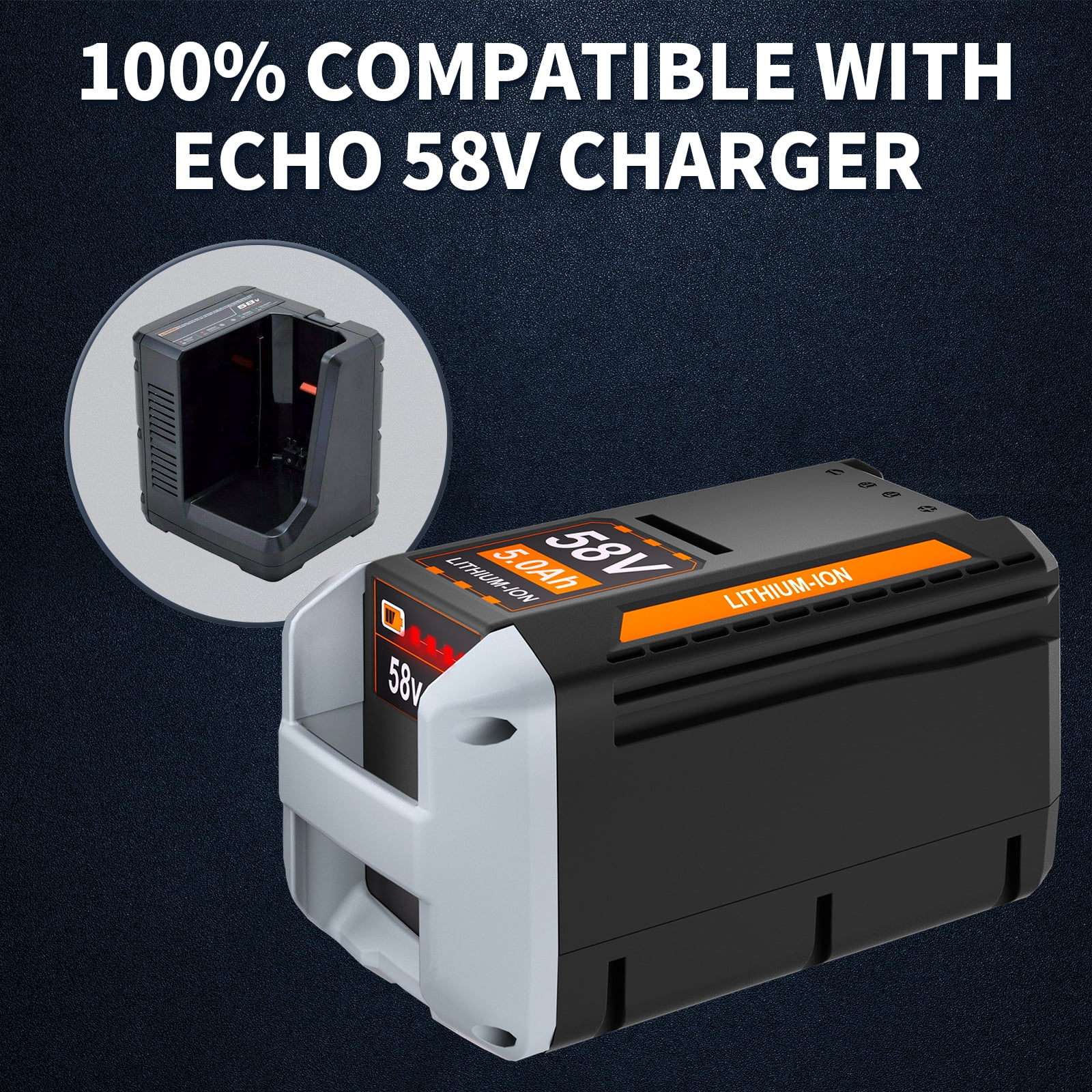 TenHutt 5.0Ah Replacement for Echo 58V Battery CBP-58V20, CBP-58V40 Lithium Ion Battery Compatible with Echo 58V Cordless Tools