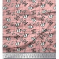 thumbnail image 1 of Soimoi Pink Cotton Duck Fabric Coffee & CHill Text Print Fabric by the Yard 56 Inch Wide, 1 of 3