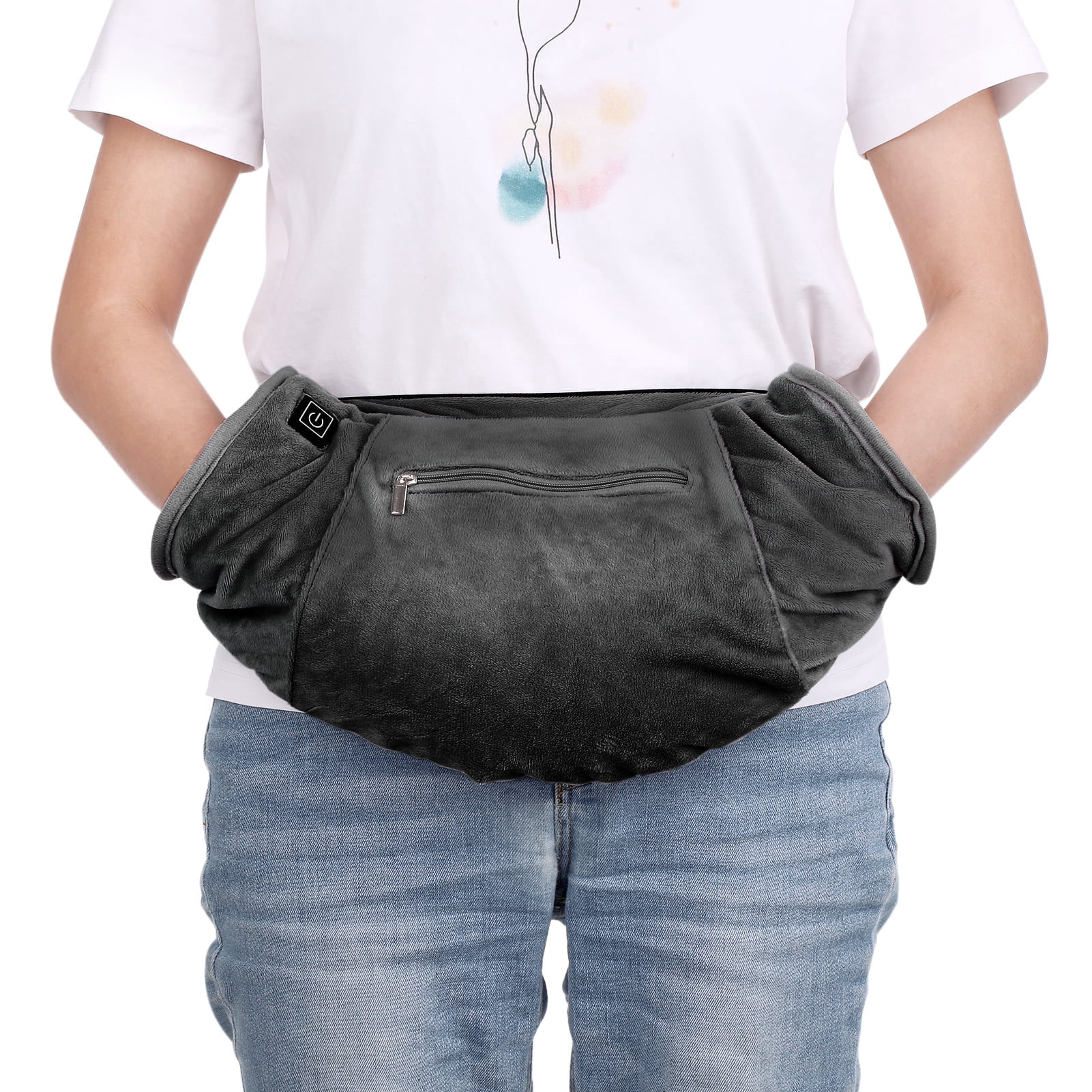GJX Electric Heated Hand Warmer Muff Cold Weather Thermal Glove Waist Bag for Skiing Camping