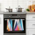 thumbnail image 4 of Yayeee 2 Pack Hand Towels for Bathroom 100% Cotton 16" x 28" Soft Absorbent Kitchen Towel, Colorful Triangles, 4 of 7