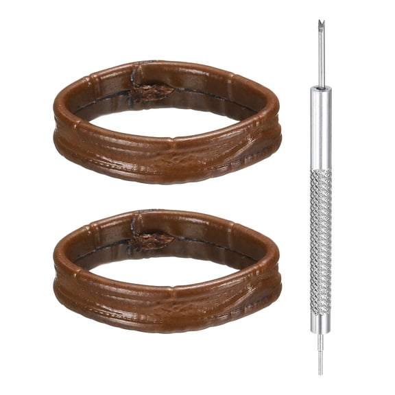 Uxcell 2pcs Leather Watch Band Loops 22mm Replacement Watch Band Keeper Watch Strap Holder Retainer Wristwatch Strap Fastener Rings, Brown
