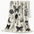 thumbnail image 2 of Mystical Witchy Celestial Illustrations Skulls, Cozy Botanical Garden Scene, Warm Flannel Blanket for Sunroom and Reading Nook, Garden Lovers Housewarming Gift, Botanical Home Decor, 2 of 9