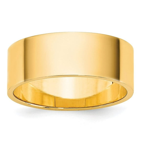 14k Yellow Gold 7mm Lightweight Flat Wedding Band Size 10.5 FLL070