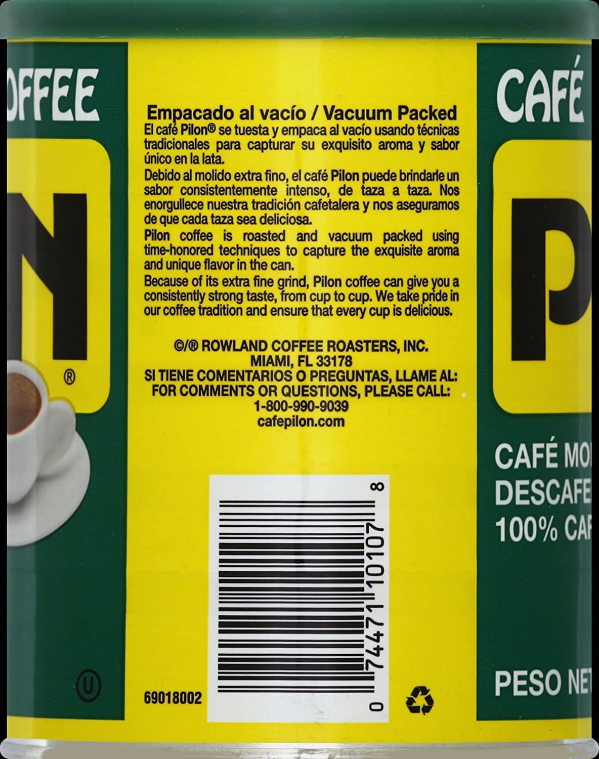 Cafe Pilon Decaf Espresso, Ground Coffee Can, 10 oz