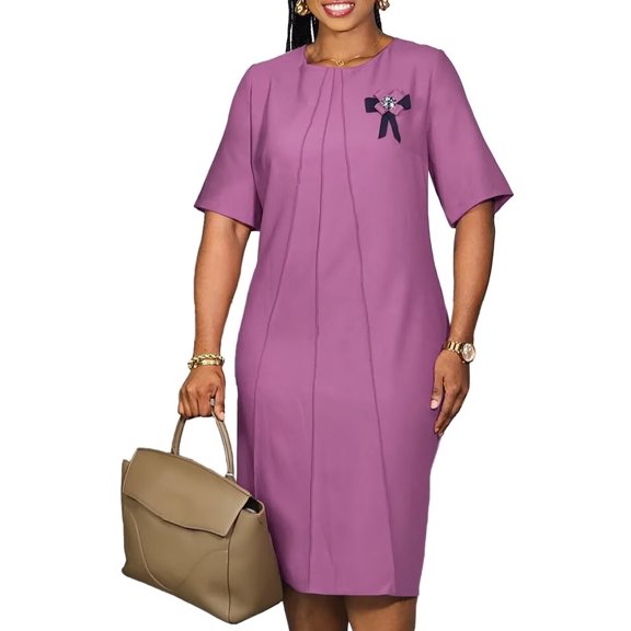 Women's Plus Size A-Line Half Sleeve Casual Midi Party Cocktail T Shirt Dresses
