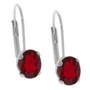 YEIDID INTERNATIONAL Genuine Ruby 2.00 CTTW Oval Cut Leverback Earrings