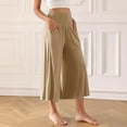 thumbnail image 4 of biudgviw Capris for Women with Pockets High Waist Pull On Pajama Pants Comfy Casual Wide Leg Capri Pants for Workout Yoga, 4 of 4