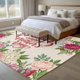 thumbnail image 4 of Happy Mother's Day Large Area Rugs 8x10 ft Retro Oriental Pink White Peony Leaf Linen Washable Rug Non Slip Indoor Carpet Absorbent Floor Mat for Living Room Bedroom Dining Room, 4 of 9