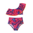 thumbnail image 2 of AURIGATE Little Girls Swimsuits Toddler Baby Girls Tie-Dye Ruffle Swimwear One Shoulder Bathing Suit Bikini Set, 2 of 5