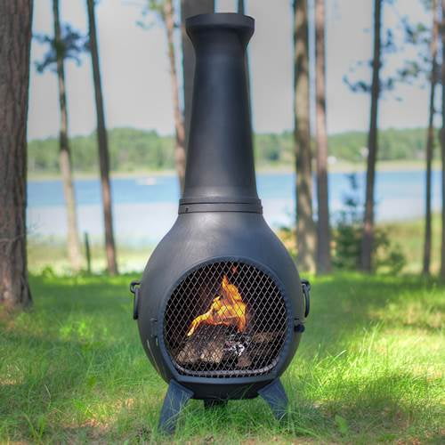Outdoor Chiminea Fireplace Prairie in Charcoal Finish (Without Gas) by The Blue Rooster