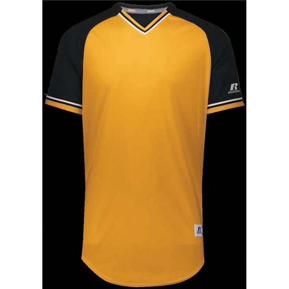 Adult Classic V-Neck Jersey - Gold, Black & White - 2XL