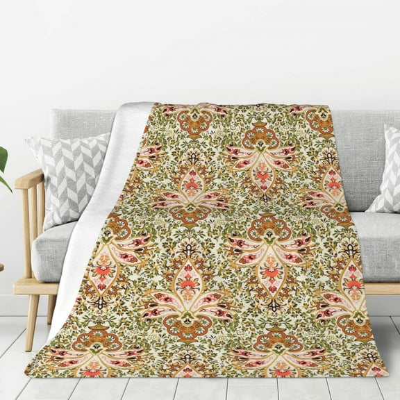 Rateoe Colorful Paisley Pattern Flannel Throw Blanket, Ultra-soft Blanket for Bed, Couch, Car, Hypoallergenic Anti-pilling blanket-40"x30"(Vertical)