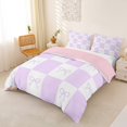 thumbnail image 3 of spefrowx Checkerboard Bowknot Bedding, Purple Minimalist Plaid Duvet Cover Full, Pink Reversible, 3 Pieces, 1 Duvet Cover and 2 Pillowcases, 3 of 6