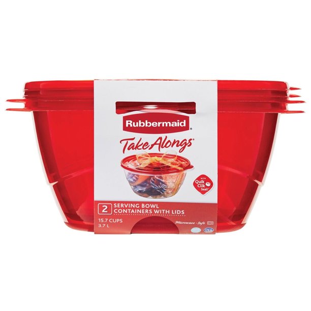 Rubbermaid TakeAlongs Serving Bowl Food Storage Containers, 15.7 Cup, 2