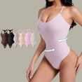 thumbnail image 2 of Frostluinai Spaghetti Straps Bodysuit for Women Slim Fit Scoop Neck Thong Body Suit Stretch Shapewear Top Casual Going Out, 2 of 4