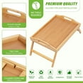 thumbnail image 2 of Wulawindy Bamboo Beige Bed Tray with Folding Legs,Portable Lap Desk Wooden Serving Dinner Tea TV Tray(small), 2 of 7