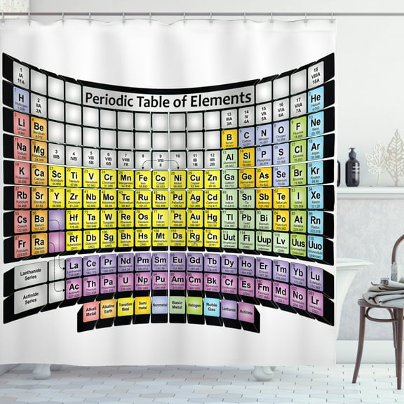 Ambesonne Chemistry Shower Curtain, Periodic Table, 69"Wx84"L, Multicolor