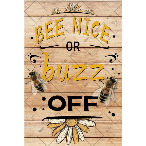 NOETE Bee Decor Metal Tin Sign Rustic Farmhouse Wall Art for Home, Kitchen, Living Room Inspirational Bee Decor Gift 8x12 Inch