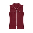 thumbnail image 3 of Ecqkame Womens Turndown Collar Tank Tops Water Ripple Front Zip Up Sleeveless Casual Shirts Summer Lightweight Blouse Wine M, 3 of 6